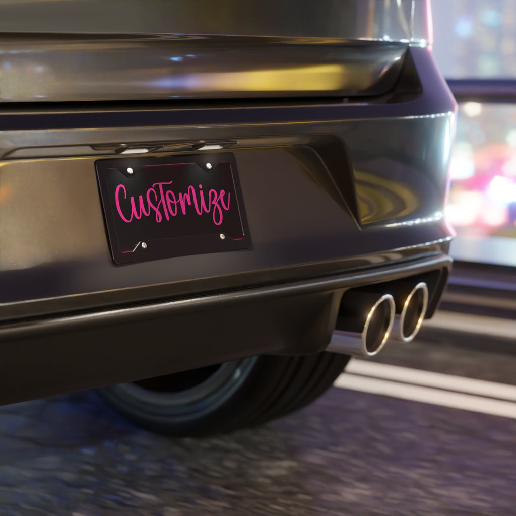 Custom Pink Script Vanity Plate, Personalized license plate, Design your own plates
