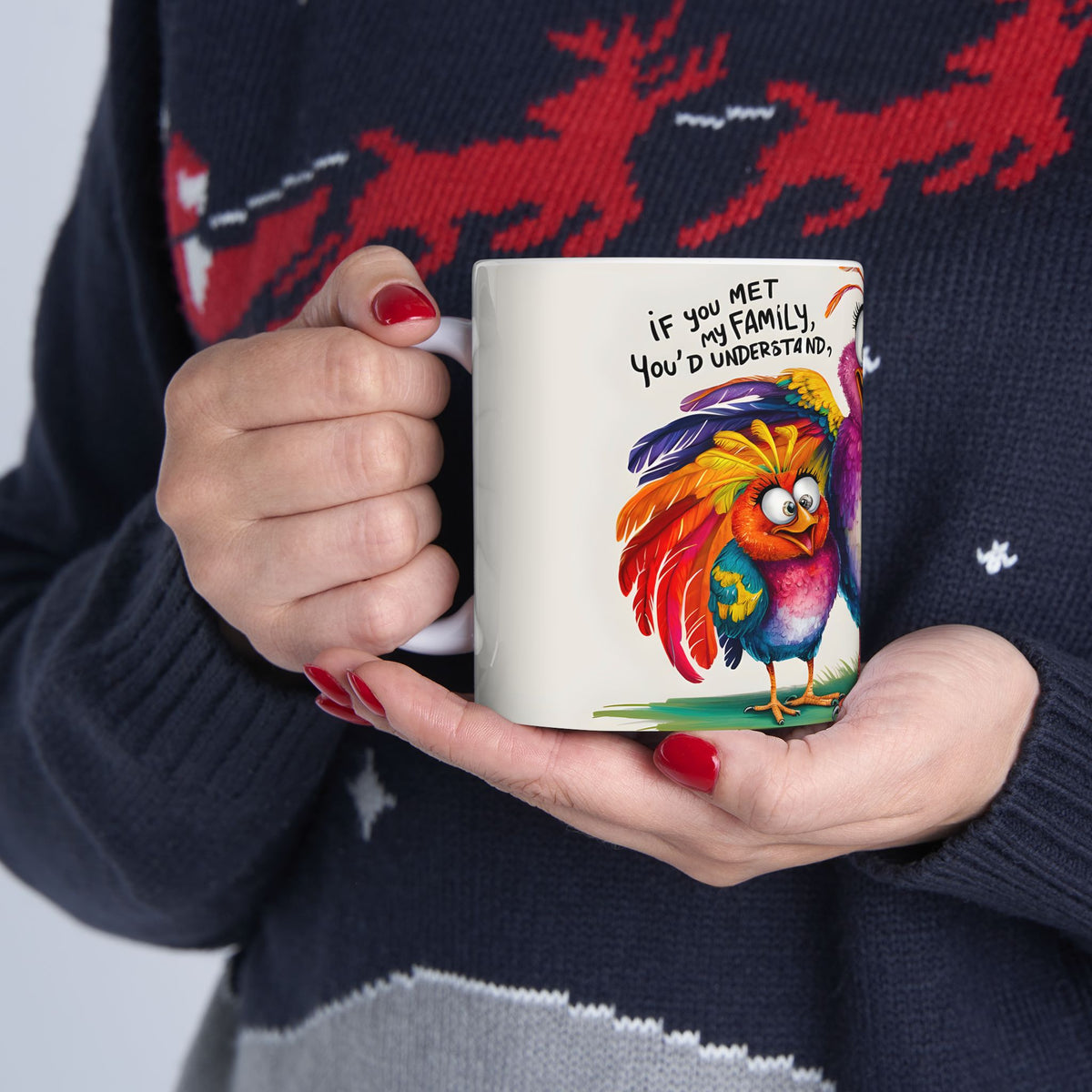Colorful Silly Birds Mug | Whimsical Cartoon Bird Illustration Ceramic Mug