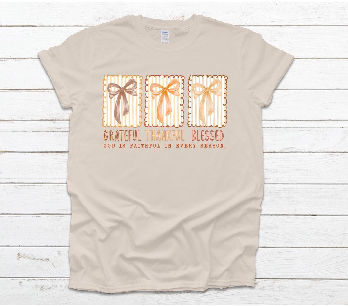 Grateful Thankful Blessed T-Shirt: Inspirational Christian Fall Tee