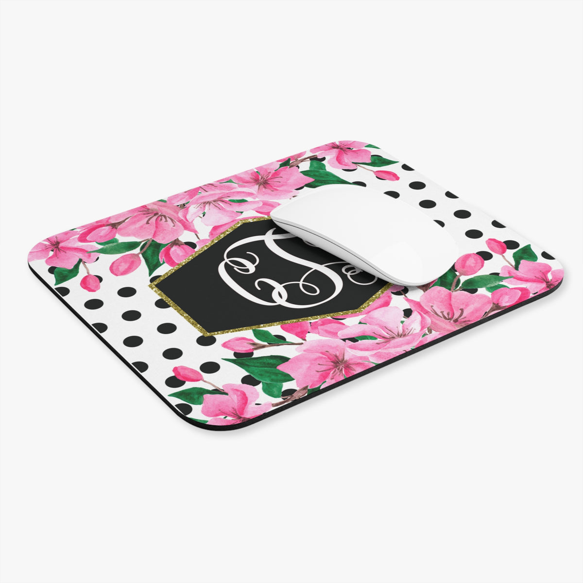 Floral Personalized Mouse Pad - Elegant Desk Accessory, Office Decor, Gift for Her, Floral Design, Custom Monogram