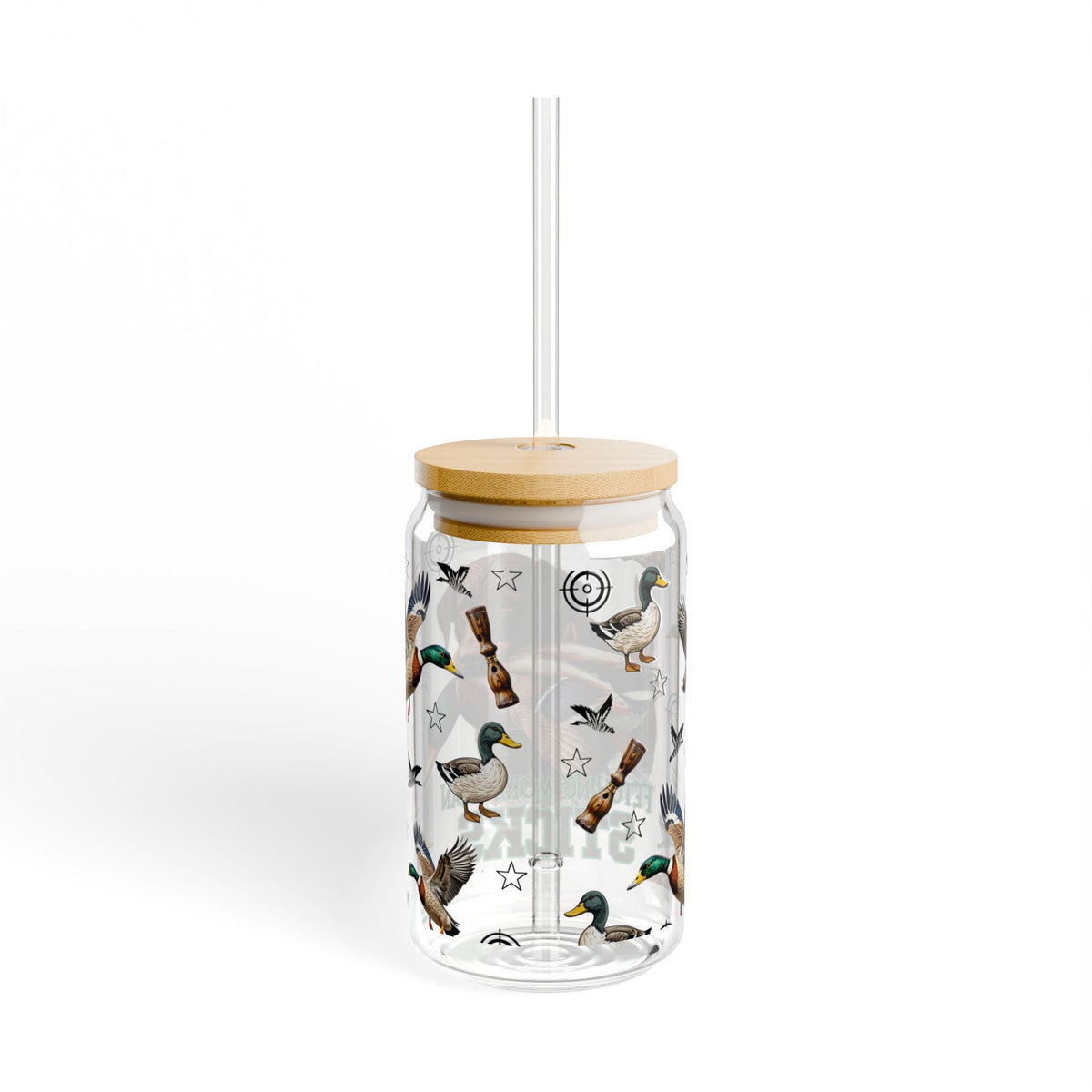 Duck Hunting Illustration Sipper Glass | 16oz, Gift for Duck hunter, Duck hunting gift