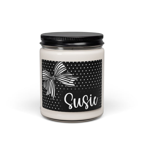 Black Polka Dot Bow Personalized Candle