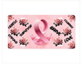 Pink Ribbon Breast Cancer Awareness License Plate: Car Decor