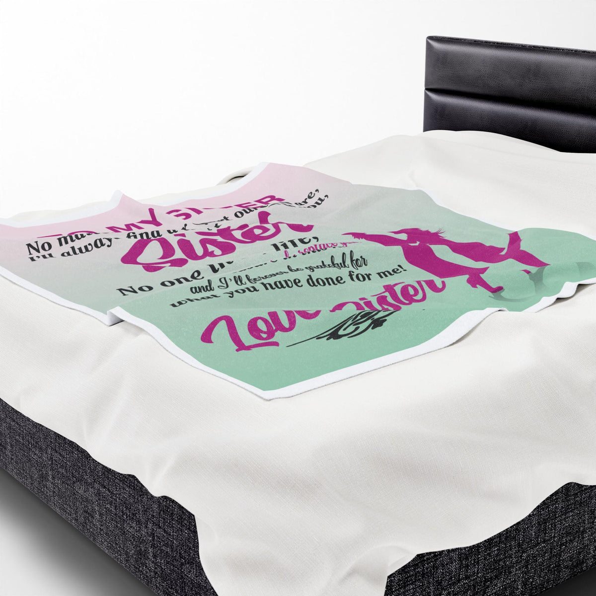 Sister Love Velveteen Blanket | Cozy Gift for Sister, Family Keepsake, Soft Plush Throw, Heartfelt Home Decor, Birthday Present