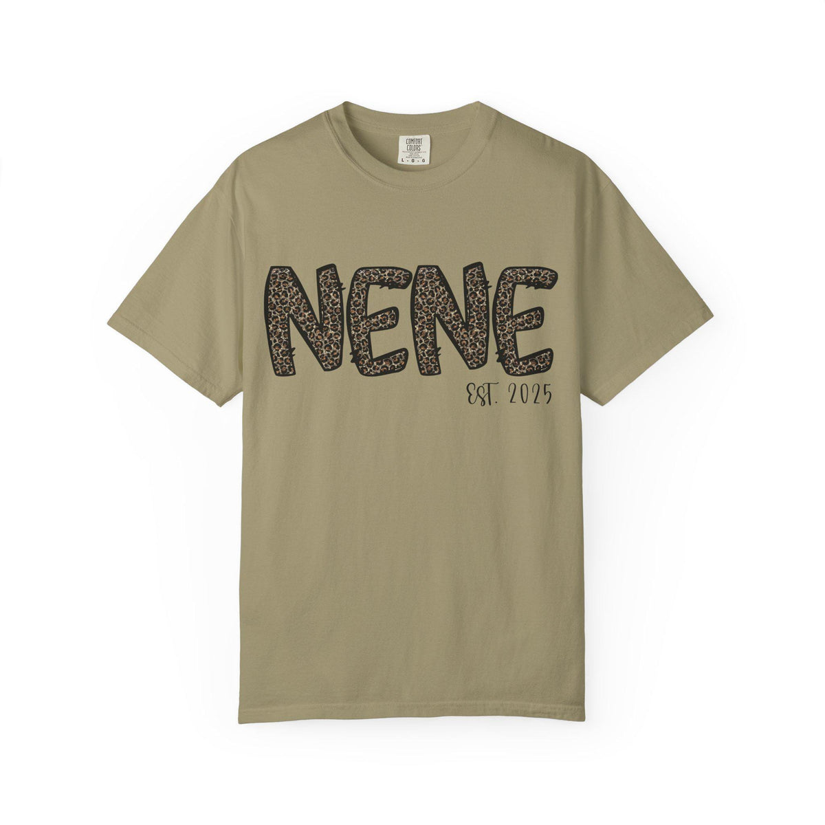 Leopard Print Grandma Nene T-shirt, Personalized Unisex Garment-Dyed Tee, Family Reunion Shirt, Custom Leopard Tee, Grandma Gift Shirt,