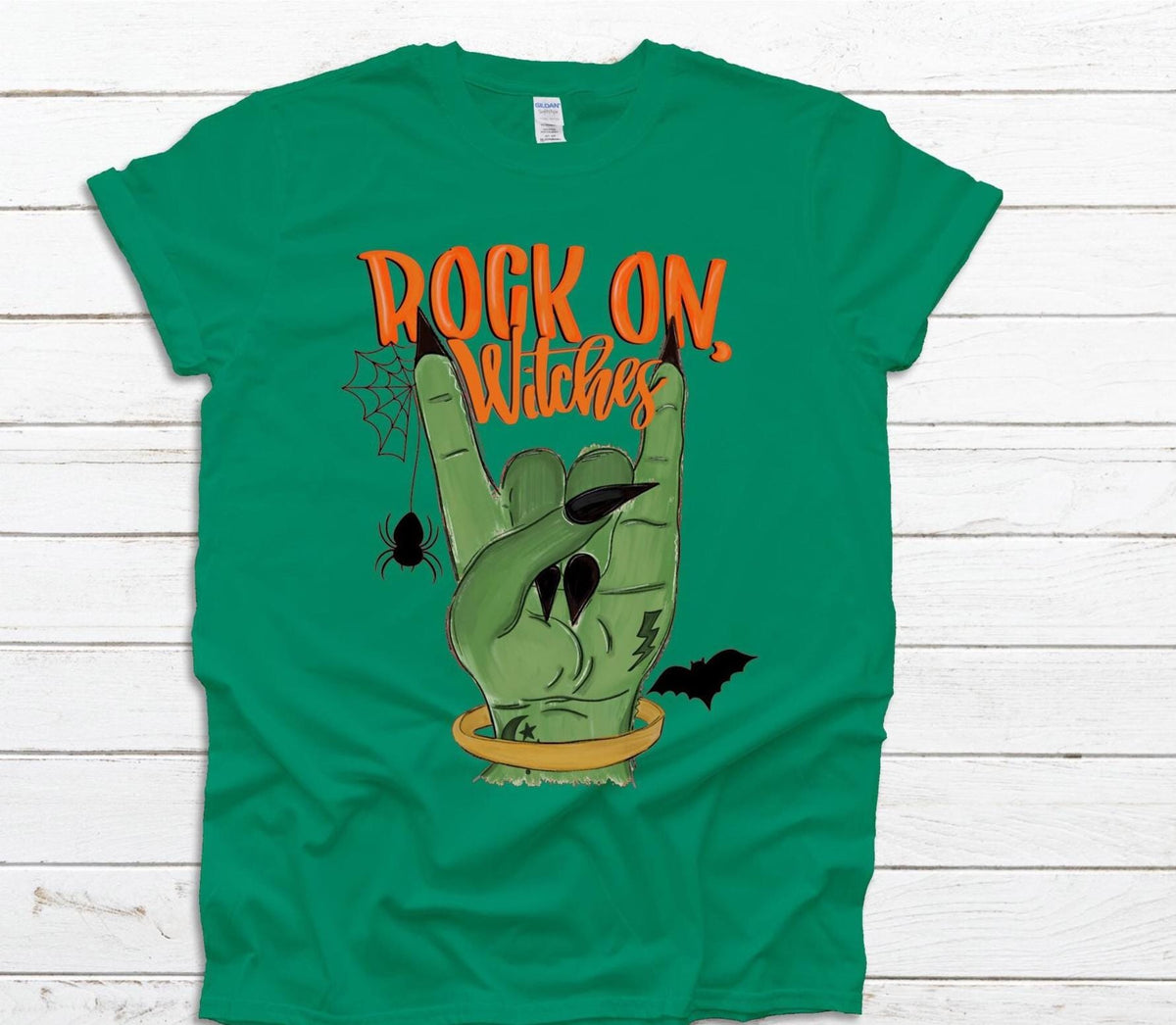 Rock On Witches Halloween Shirt: Spooky Season Polyester Tee