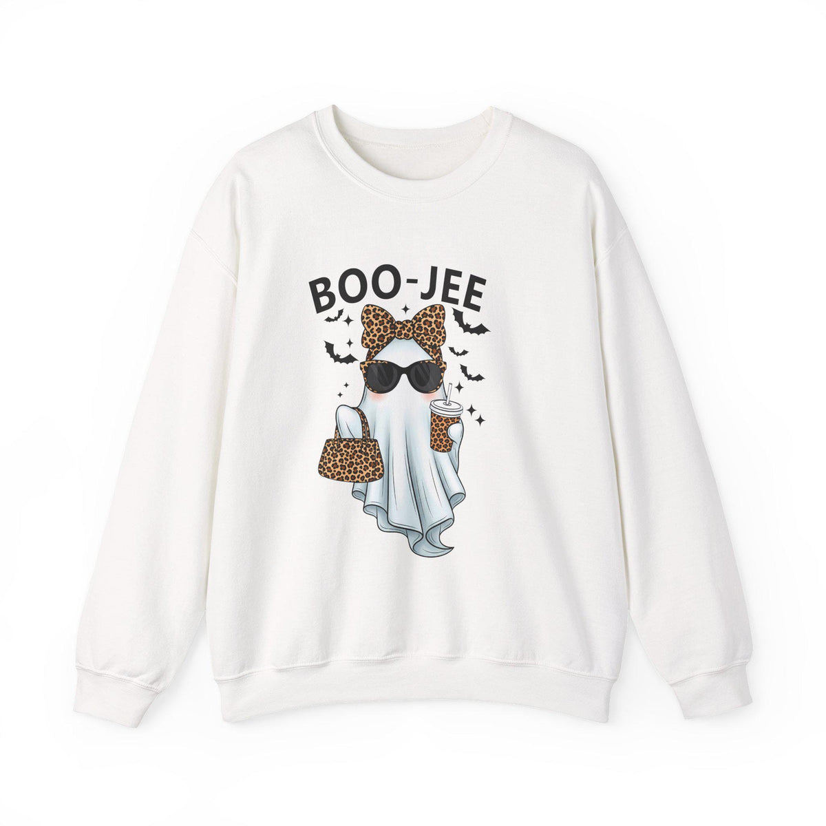 Boo-Jee Ghost Sweatshirt | Unisex Halloween Crewneck, Cozy Fall Fashion, Cute Ghost Design, Perfect for Parties, Spooky Season Gift