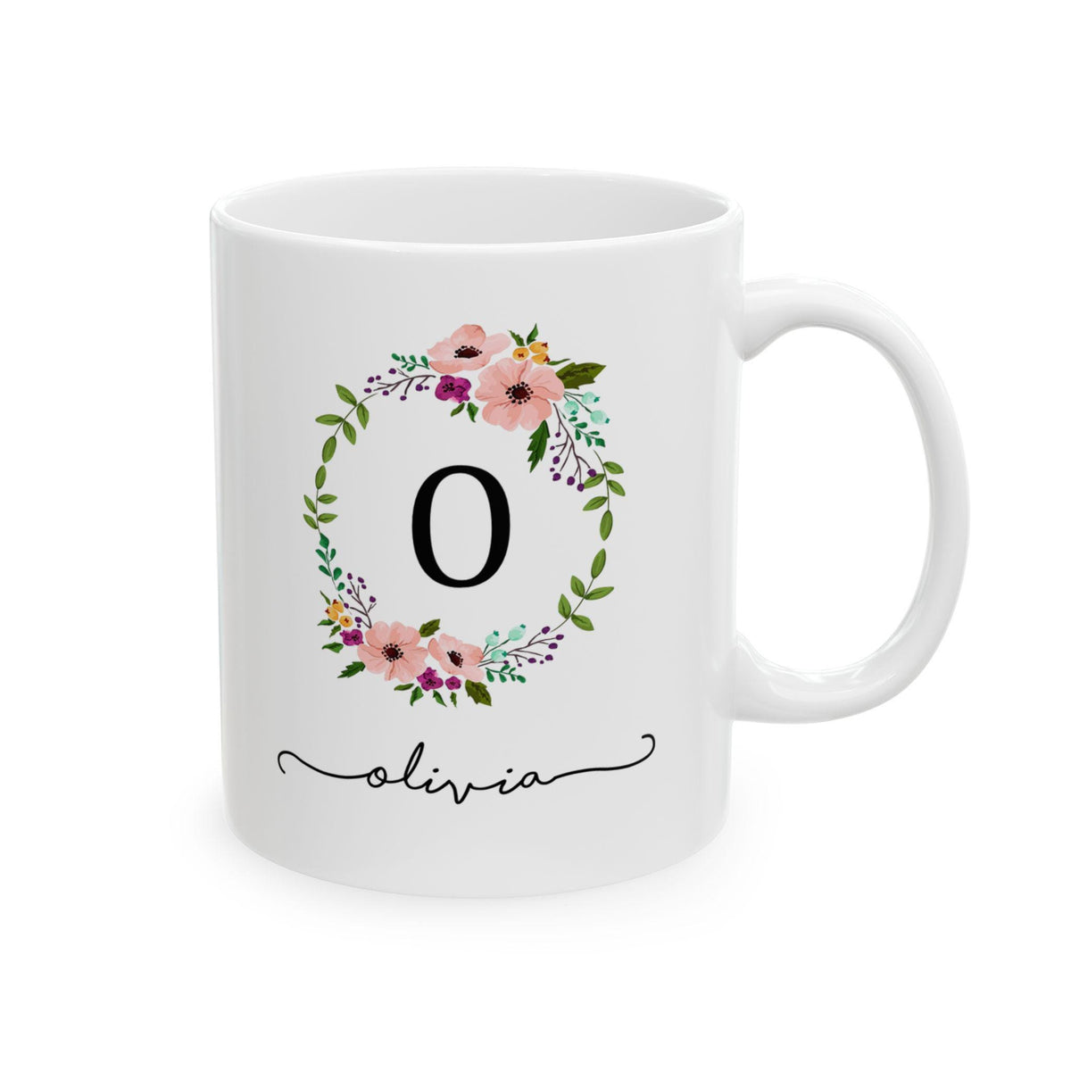 Personalized Floral Ceramic Coffee Mug: Botanical Garden Gift