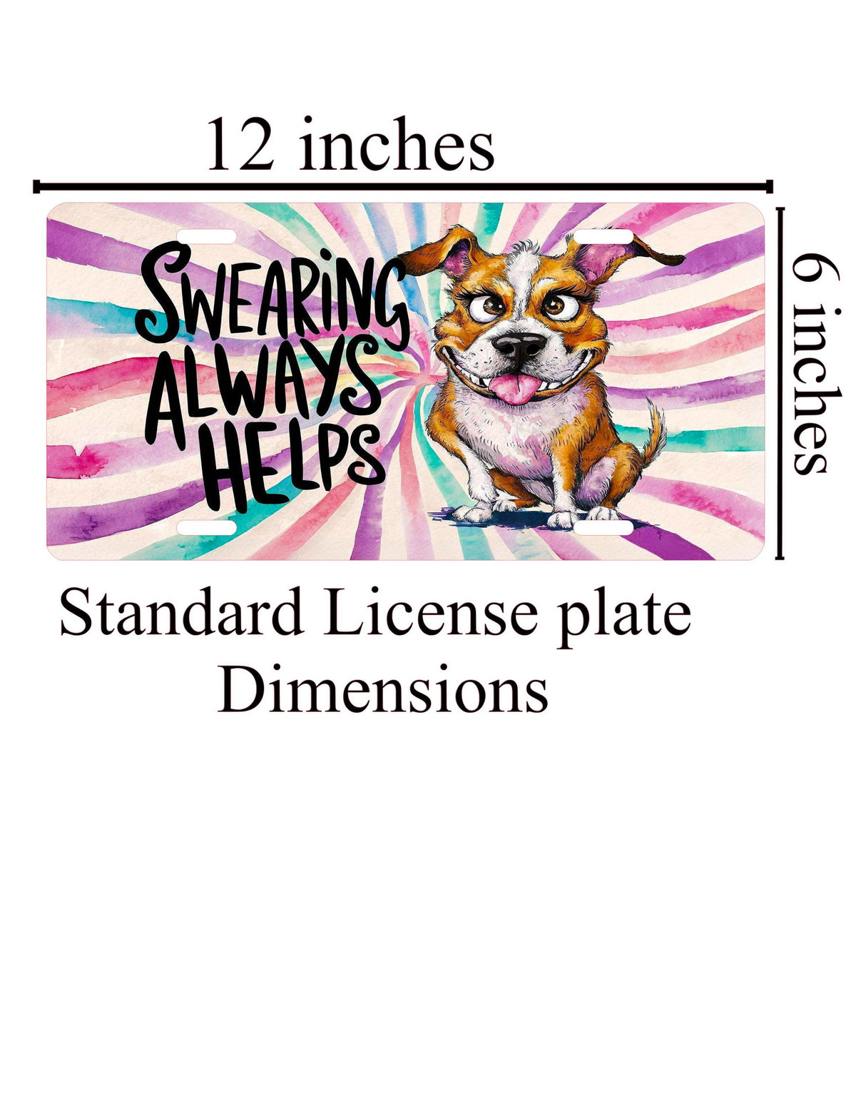 Funny Dog License Plate: Swearing Helps, Car Accessories