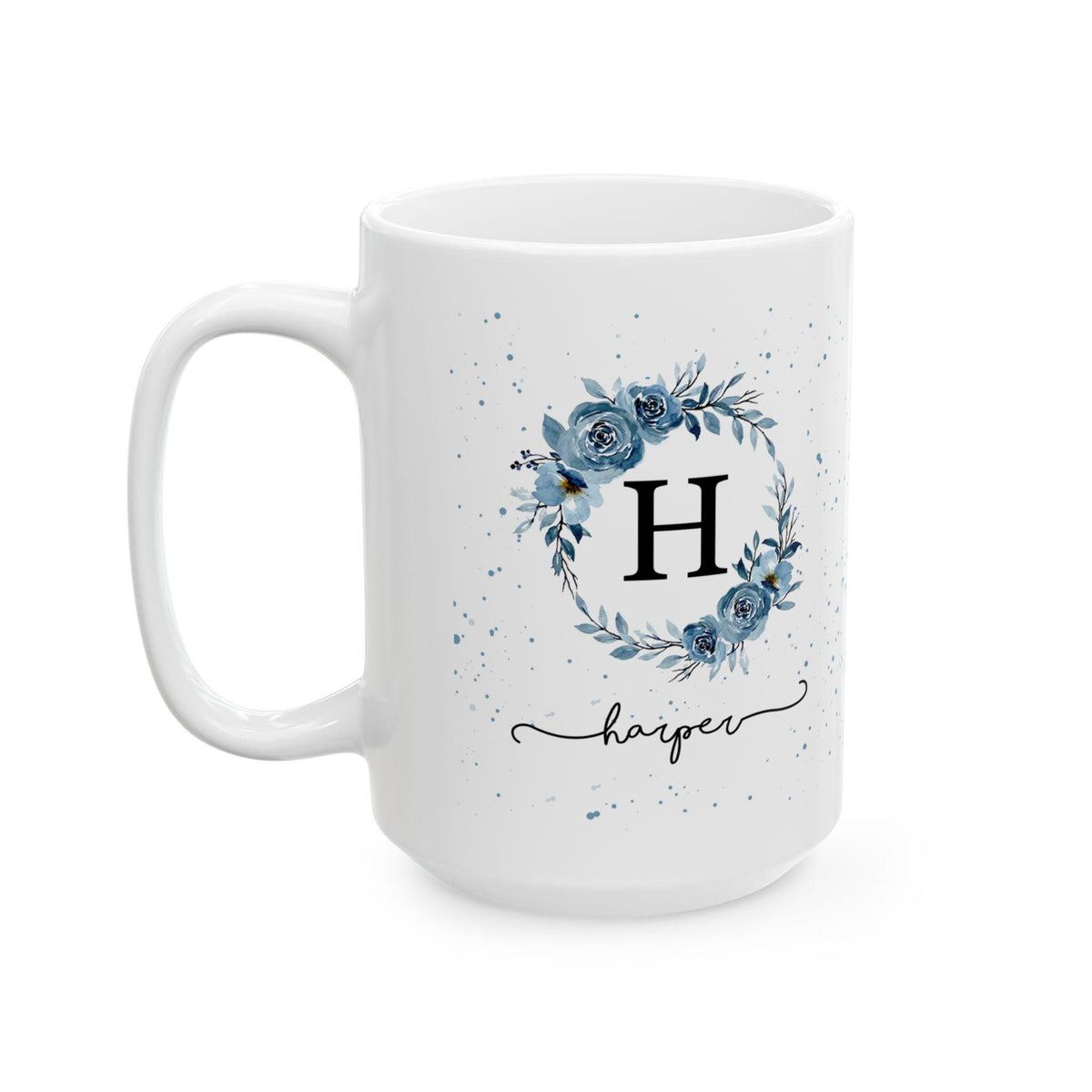 Personalized floral ceramic mug, custom flower tea cup,  floral design mug, Mother's Day gift, vibrant colors, dishwasher safe