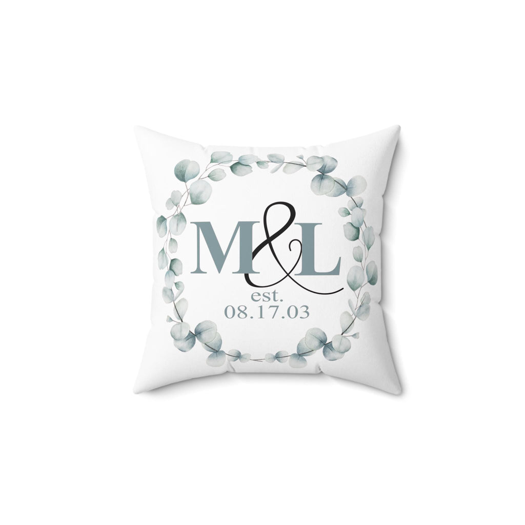 Personalized Floral Initials Pillow, Custom Wedding Gift, Home Decor, Anniversary Present, Monogrammed Cushion