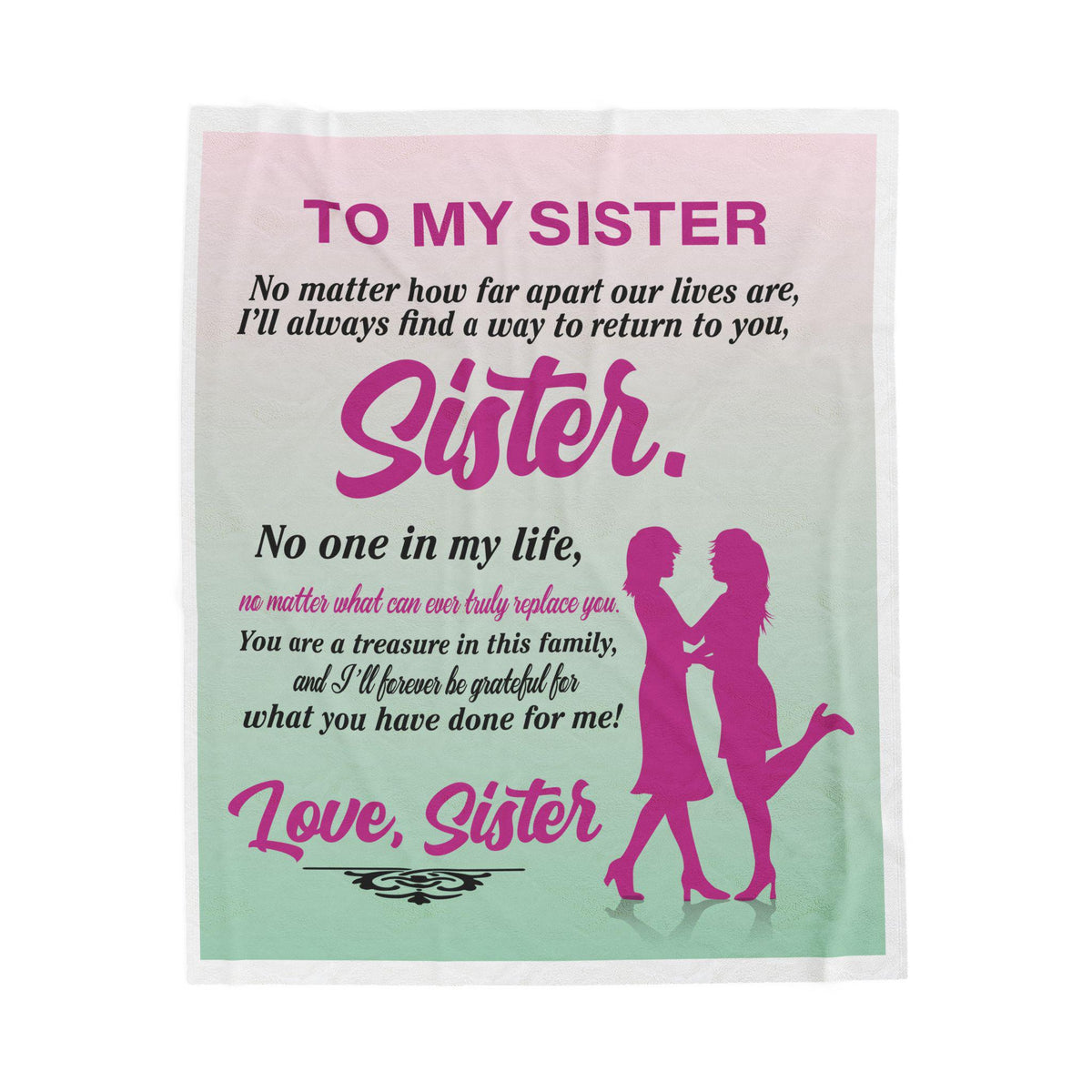 Sister Love Velveteen Blanket | Cozy Gift for Sister, Family Keepsake, Soft Plush Throw, Heartfelt Home Decor, Birthday Present