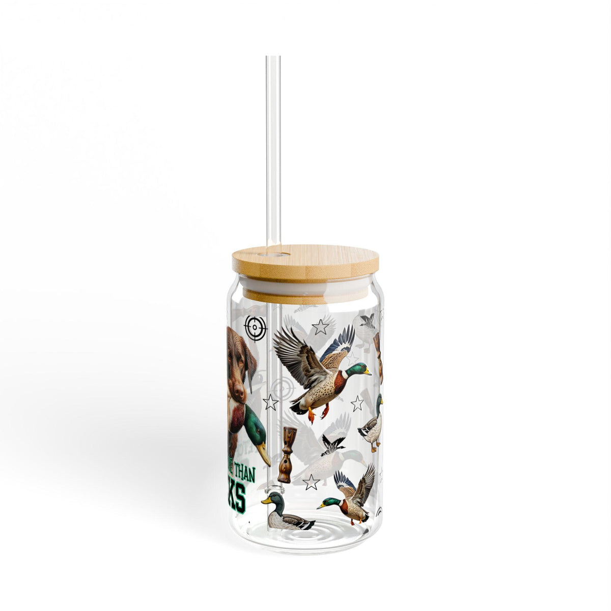 Duck Hunting Illustration Sipper Glass | 16oz, Gift for Duck hunter, Duck hunting gift
