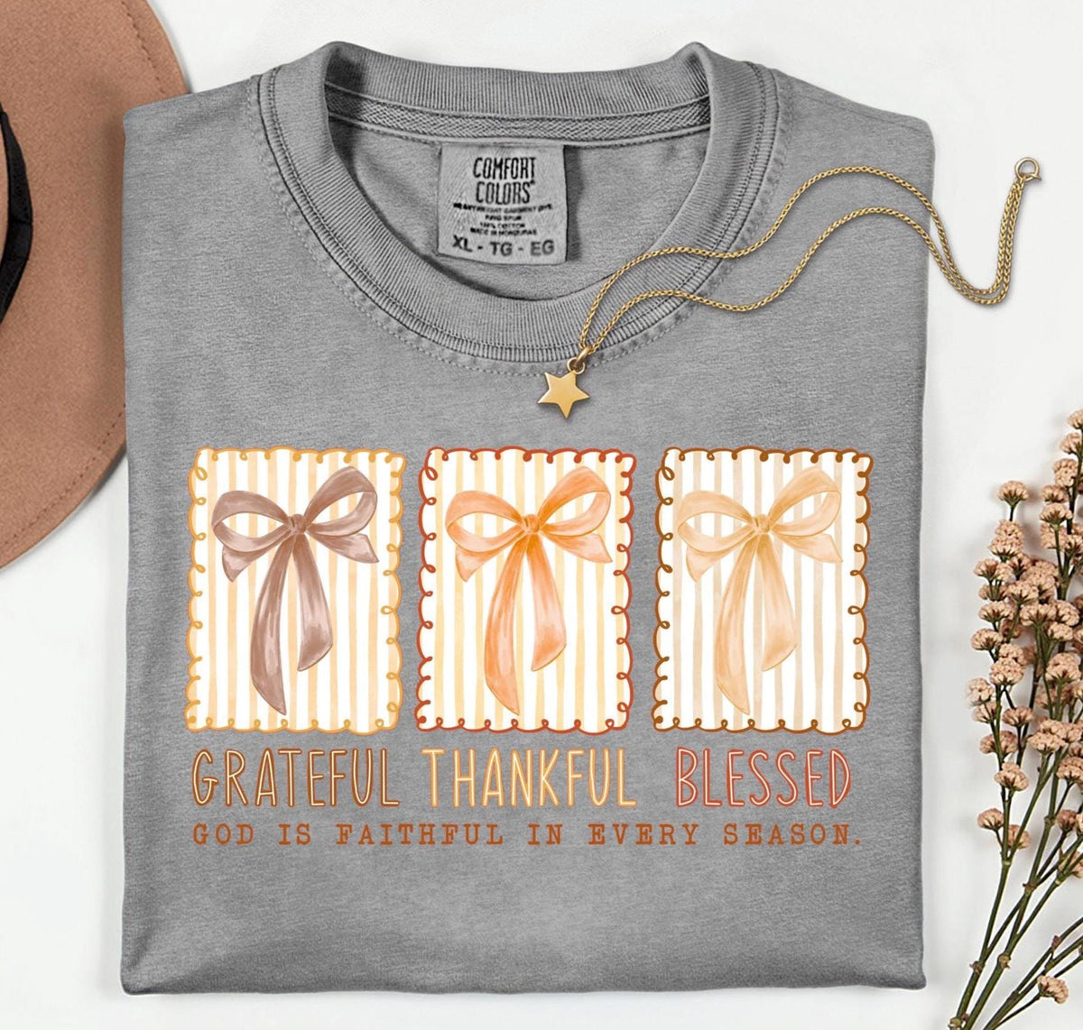 Comfort Colors Grateful Thankful Blessed Shirt: Fall Thanksgiving Tee