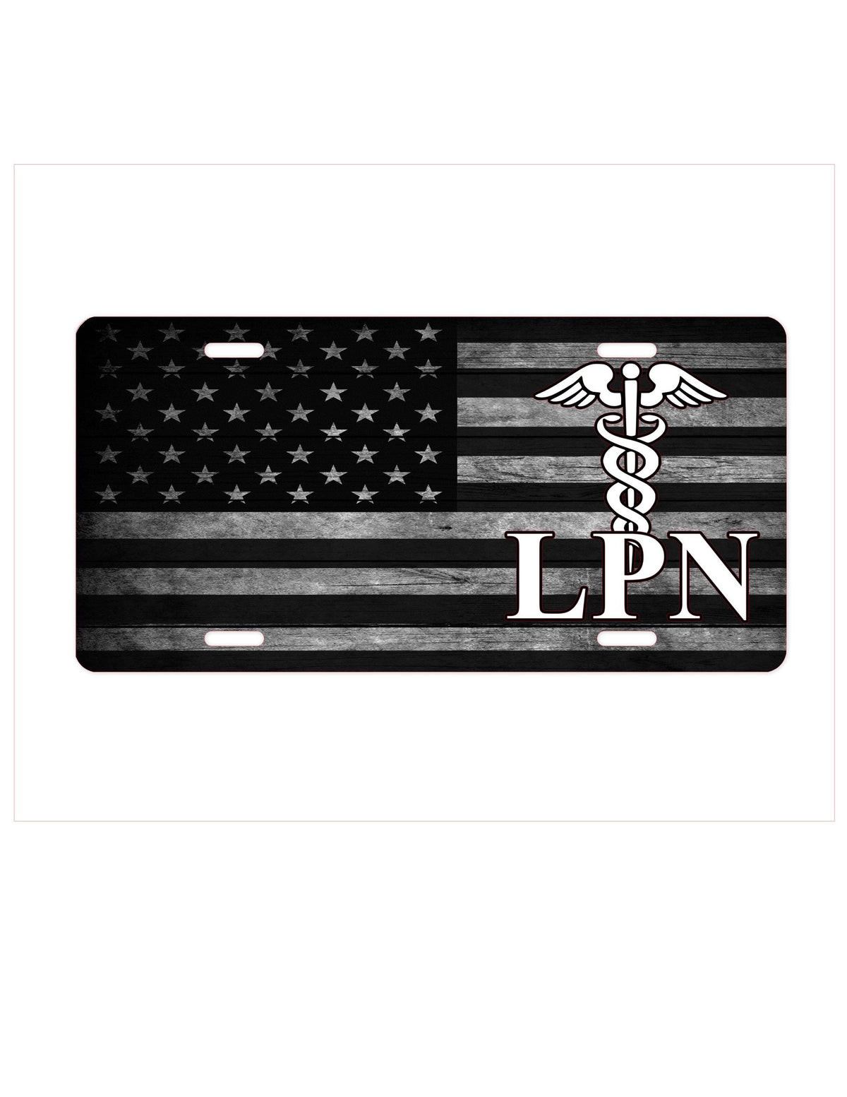 LPN License Plate: American Flag Nurse Car Accessory