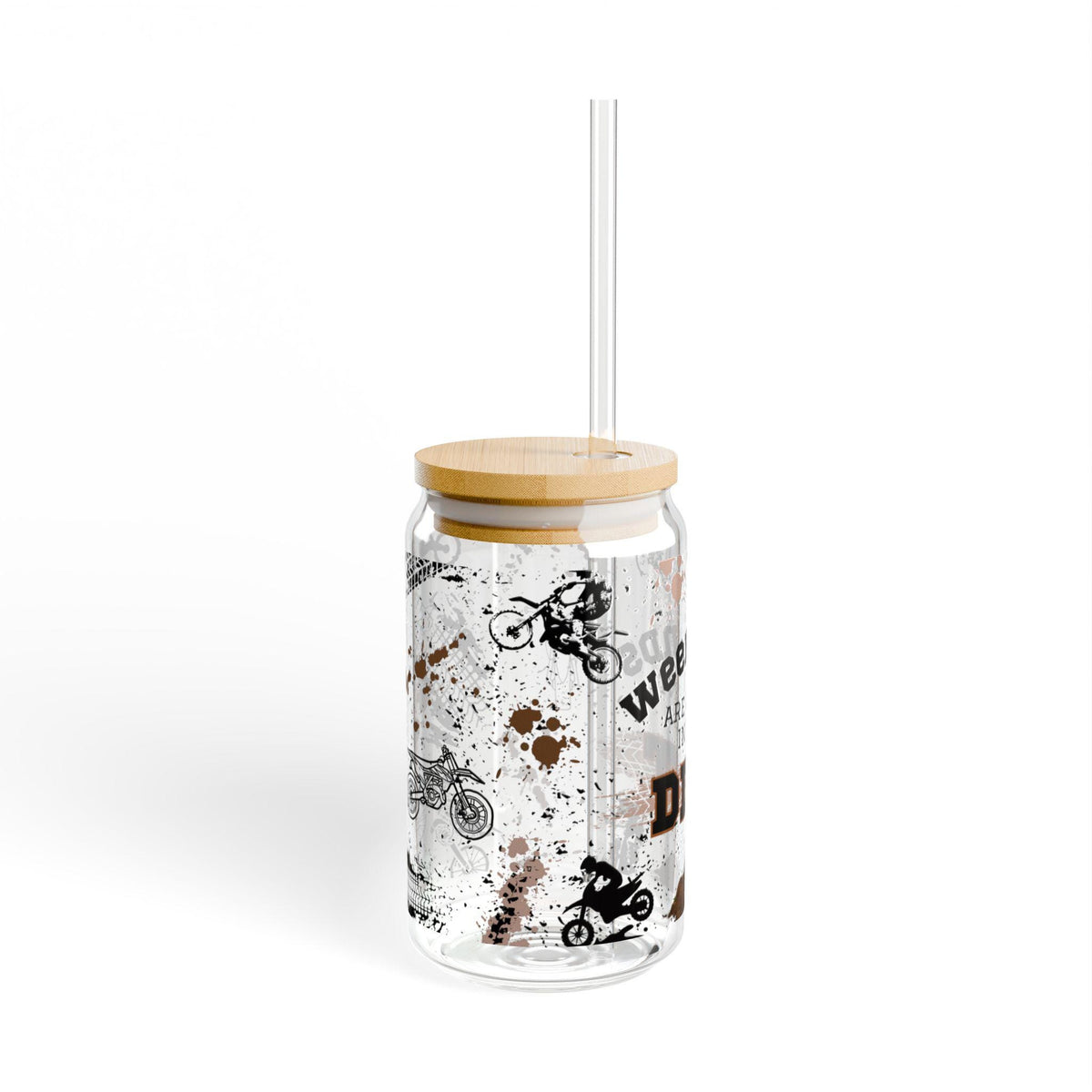 Weekends Are Spent in the Dirt Sipper Glass, gift for dad, glas with bamboo lid