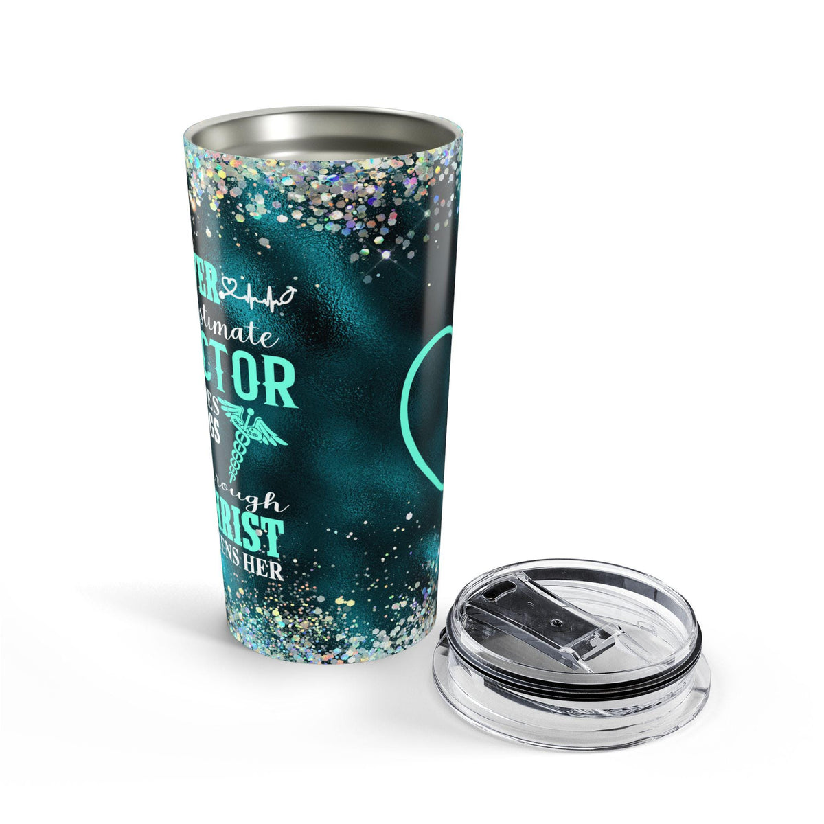 Glitter Dr Travel Tumbler - Sparkly 20oz Mug, Insulated Cup, Gift for Doctor, Nurse, Medical Professional, Graduation, Christmas, Birthday
