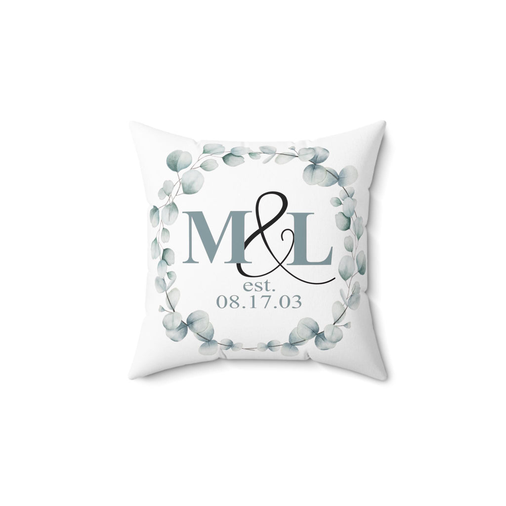 Personalized Floral Initials Pillow, Custom Wedding Gift, Home Decor, Anniversary Present, Monogrammed Cushion
