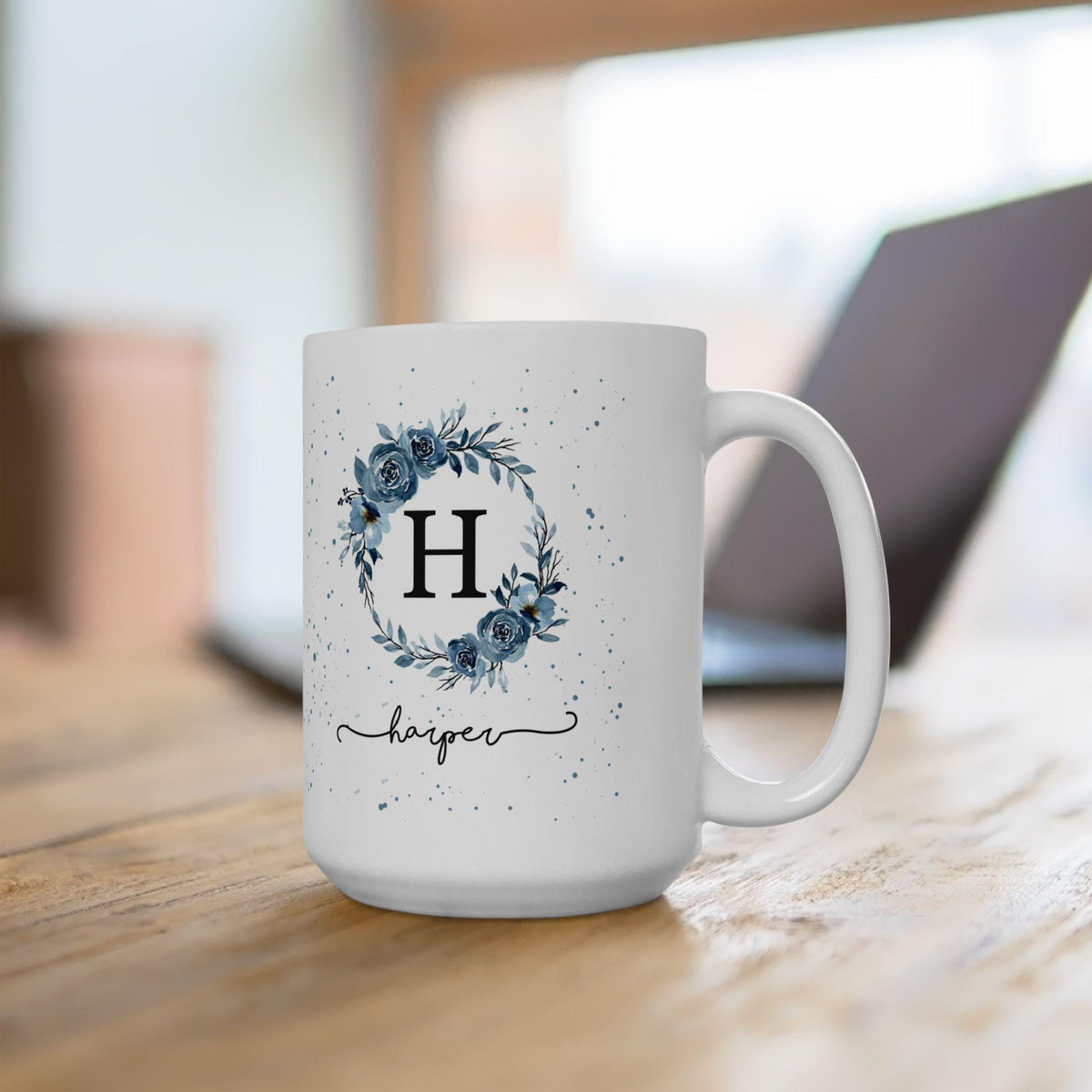 Personalized floral ceramic mug, custom flower tea cup,  floral design mug, Mother's Day gift, vibrant colors, dishwasher safe