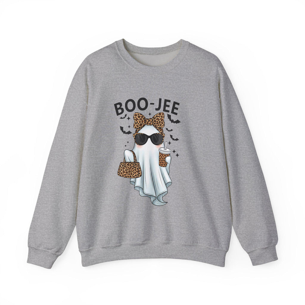 Boo-Jee Ghost Sweatshirt | Unisex Halloween Crewneck, Cozy Fall Fashion, Cute Ghost Design, Perfect for Parties, Spooky Season Gift