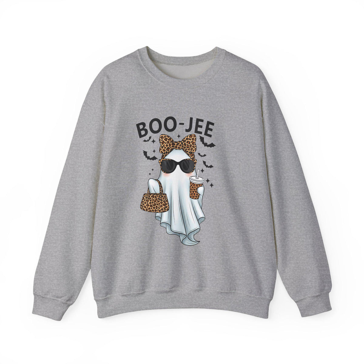 Boo-Jee Ghost Sweatshirt | Unisex Halloween Crewneck, Cozy Fall Fashion, Cute Ghost Design, Perfect for Parties, Spooky Season Gift