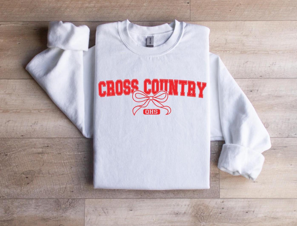 Personalized Cross Country Sweatshirt: School Letters, Coquette Bow
