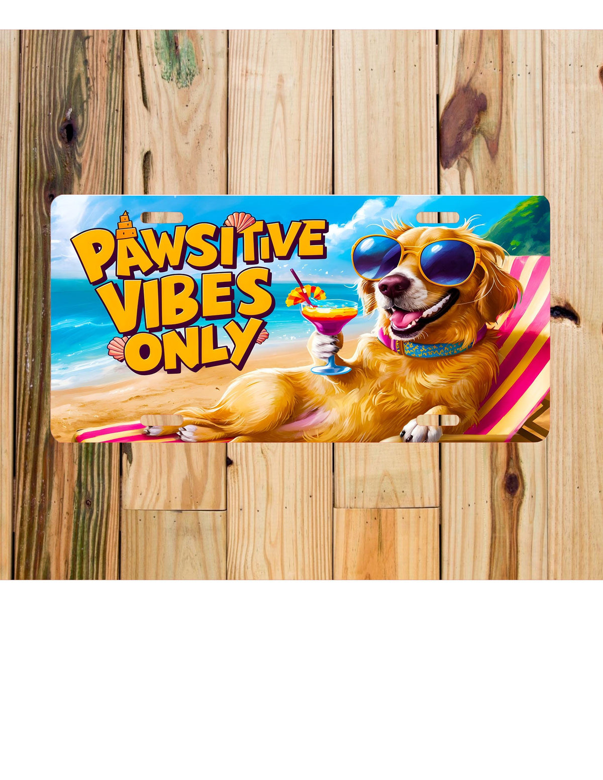 Dog Lover License Plate: Funny Car Decor, Positive Vibes Only