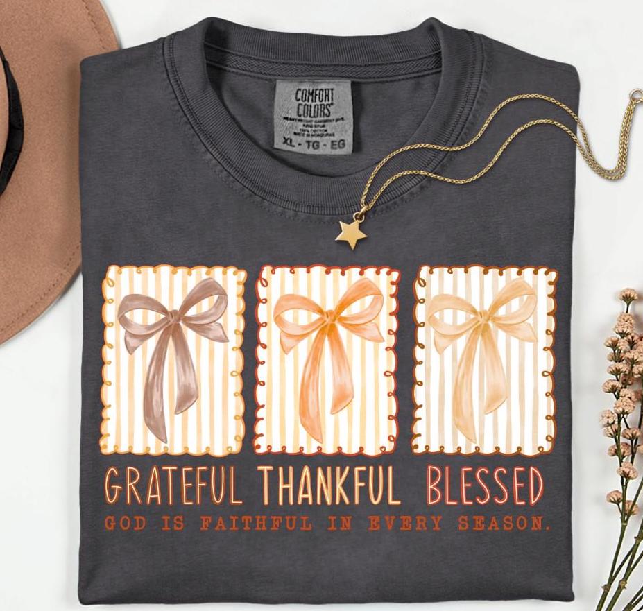Comfort Colors Grateful Thankful Blessed Shirt: Fall Thanksgiving Tee