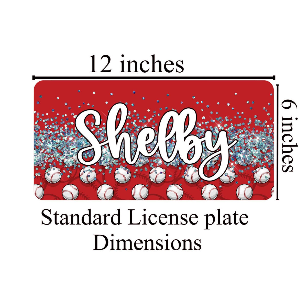 Personalized Baseball Glitter License Plate: Sports Car Accessory