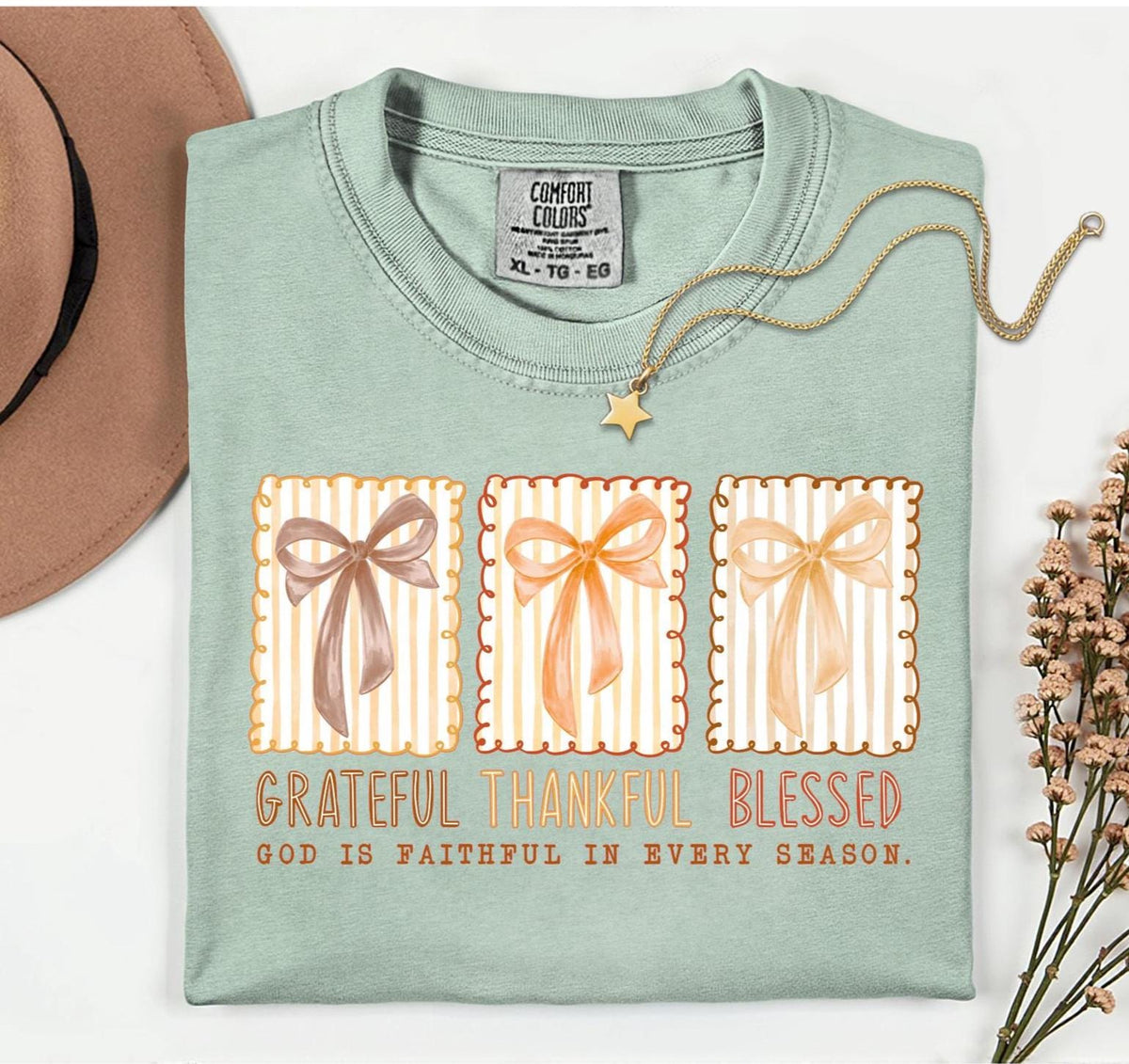 Comfort Colors Grateful Thankful Blessed Shirt: Fall Thanksgiving Tee