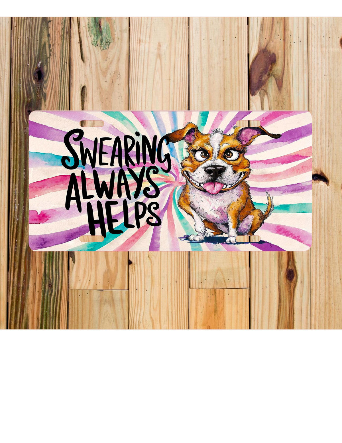 Funny Dog License Plate: Swearing Helps, Car Accessories