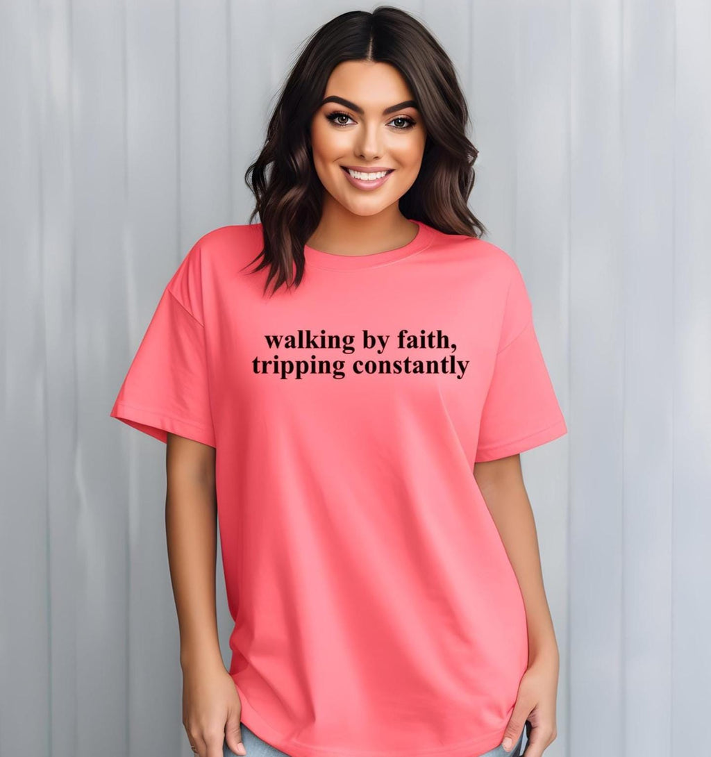 Walking By Faith Comfort Colors Shirt: Christian Inspirational Tee