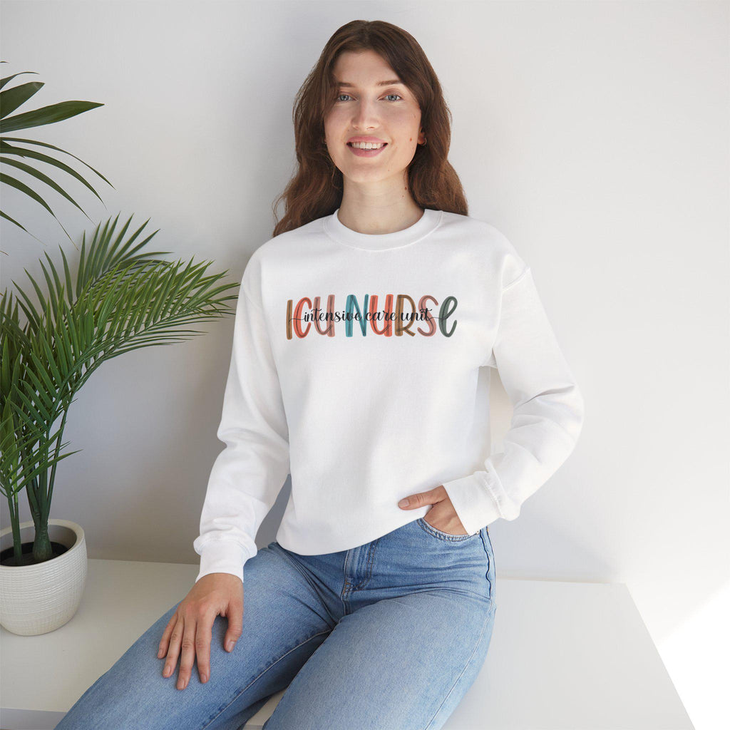 ICU Nurse Sweatshirt, Casual Nurse Gift, Unisex Cozy Crewneck, Comfortable Everyday Wear, Nursing Apparel for Her and Him