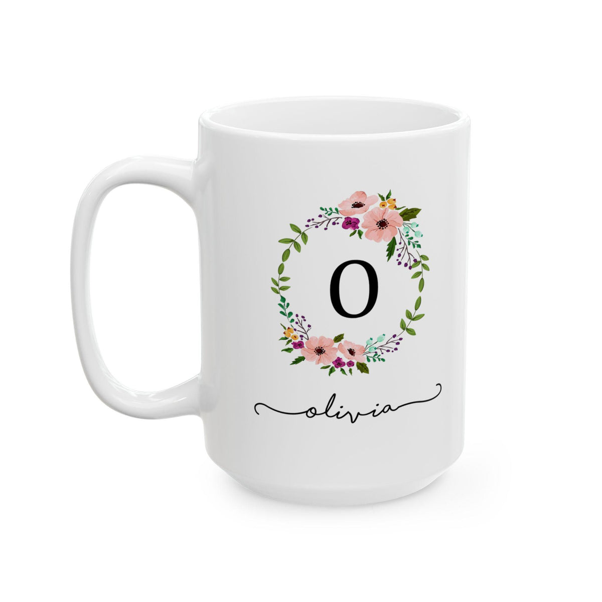 Personalized Floral Ceramic Coffee Mug: Botanical Garden Gift