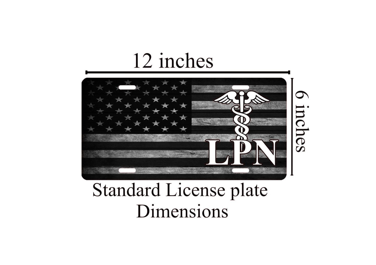 LPN License Plate: American Flag Nurse Car Accessory
