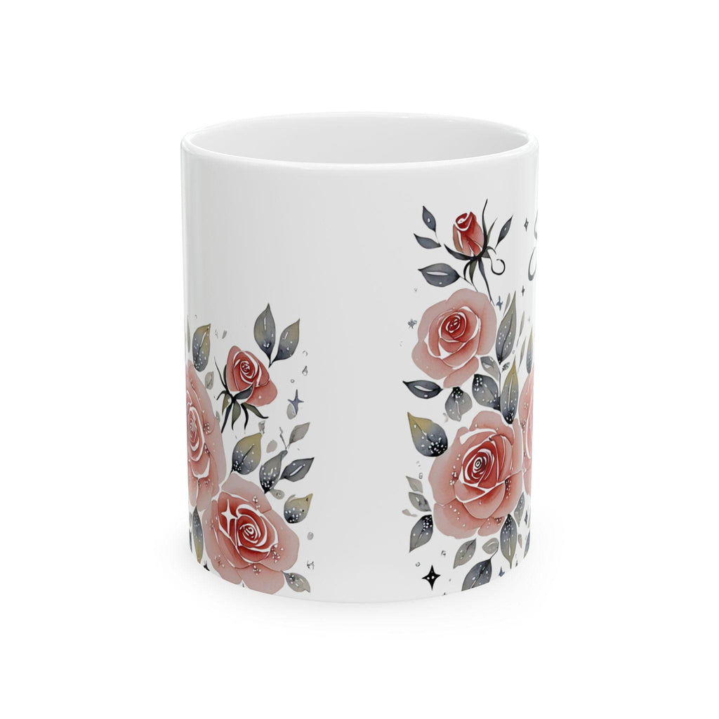Personalized Floral Ceramic Mug: Custom Botanical Coffee Cup, Gardener Gift