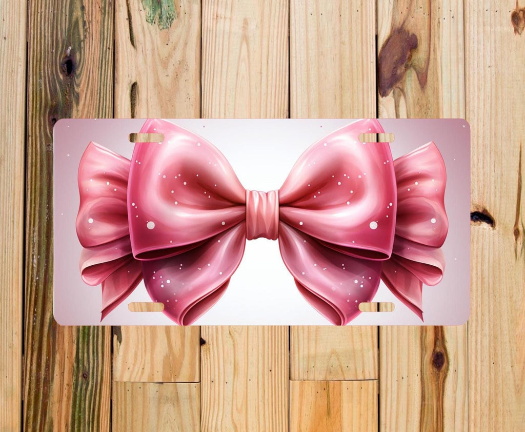 Pink Coquette Bow License Plate: Girly Car Accessory