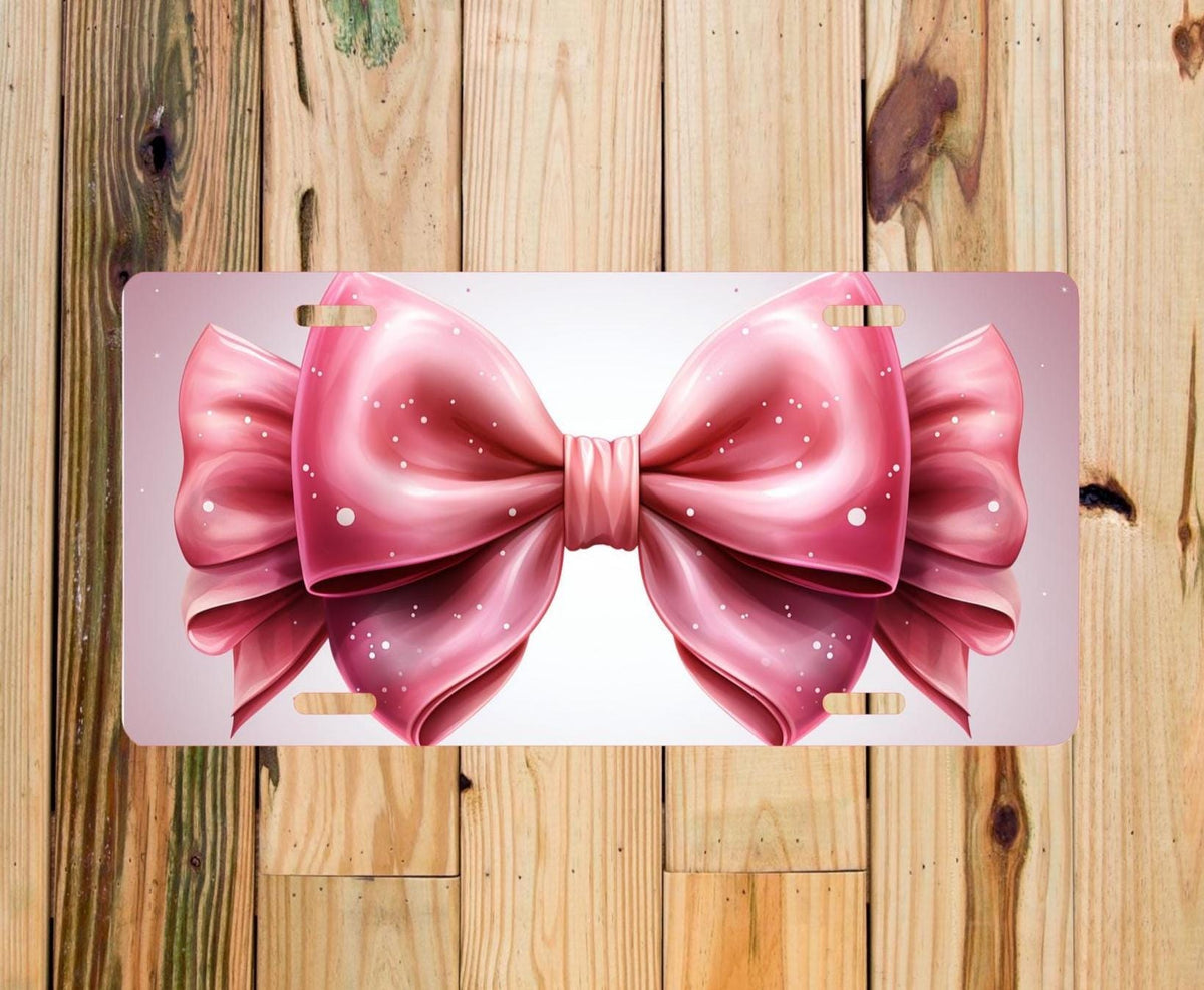 Pink Coquette Bow License Plate: Girly Car Accessory