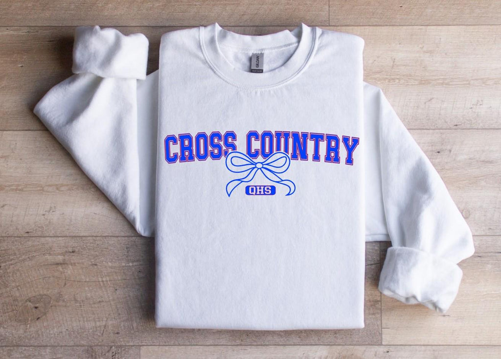 Personalized Cross Country Sweatshirt: School Letters, Coquette Bow