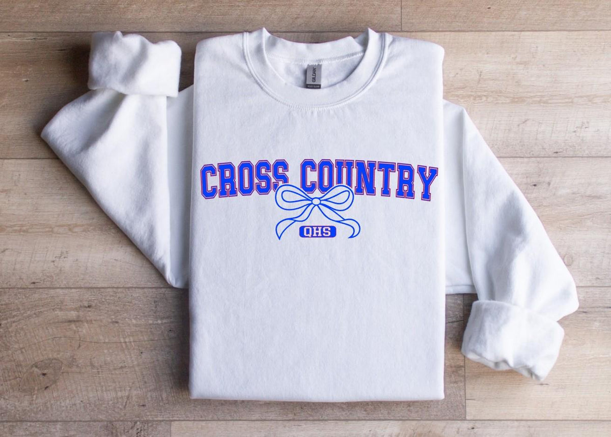 Personalized Cross Country Sweatshirt: School Letters, Coquette Bow