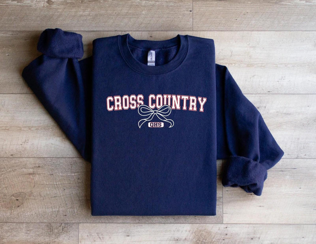 Personalized Cross Country Sweatshirt: School Letters, Coquette Bow