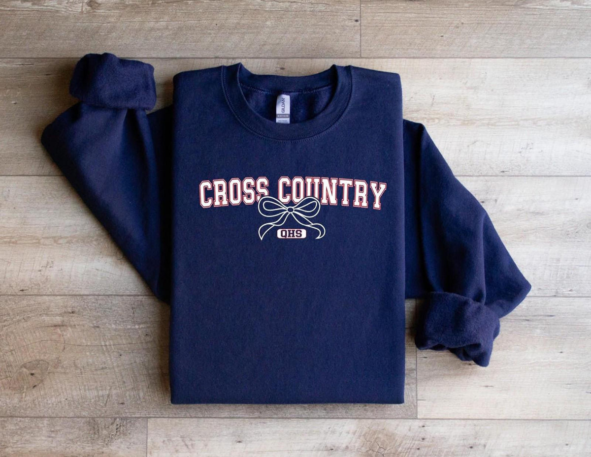 Personalized Cross Country Sweatshirt: School Letters, Coquette Bow