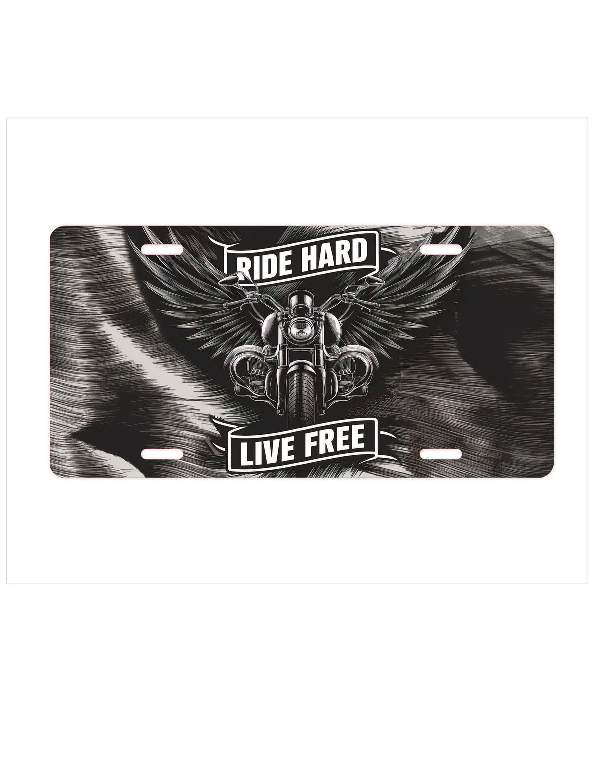 Vintage Motorcycle License Plate: Ride Hard Live Free, Retro Biker Decor