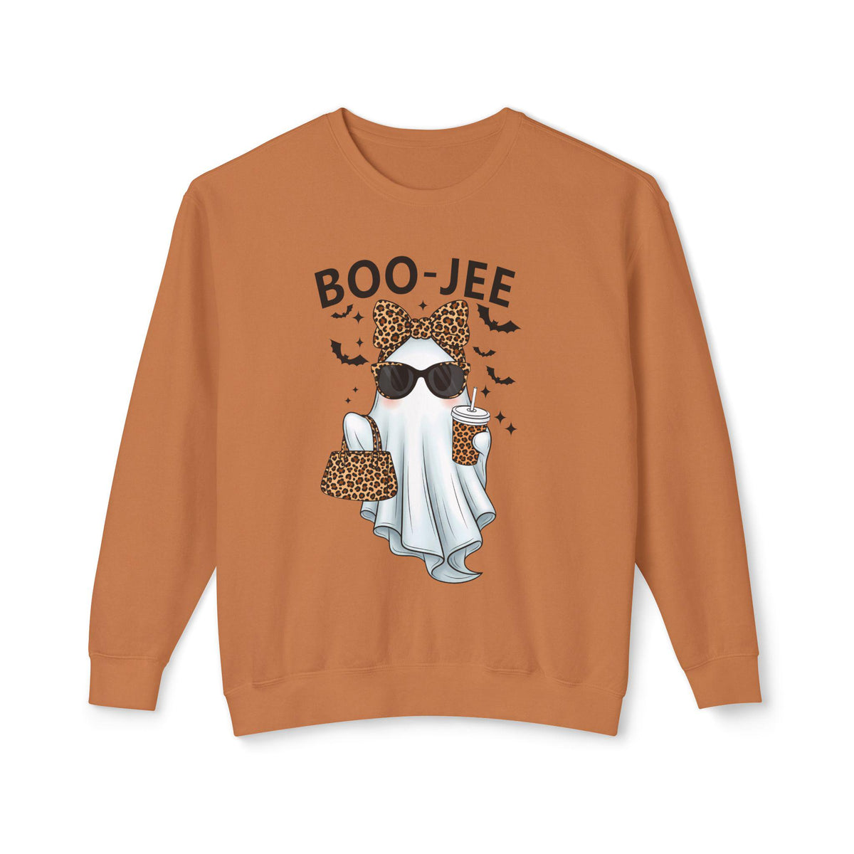 Boo-Jee Ghost Lightweight Crewneck Sweatshirt, Halloween Fashion, Cozy Fall Apparel, Ghost Lover Gift, Seasonal Style