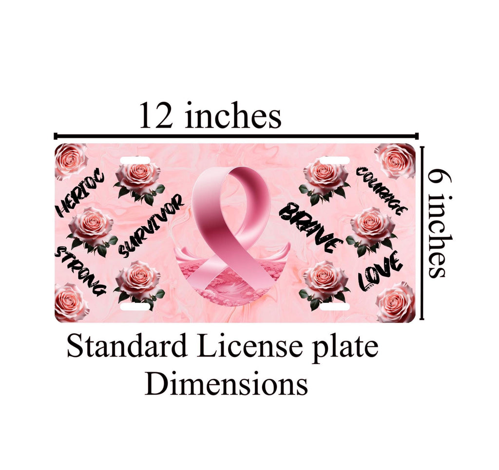 Pink Ribbon Breast Cancer Awareness License Plate: Car Decor