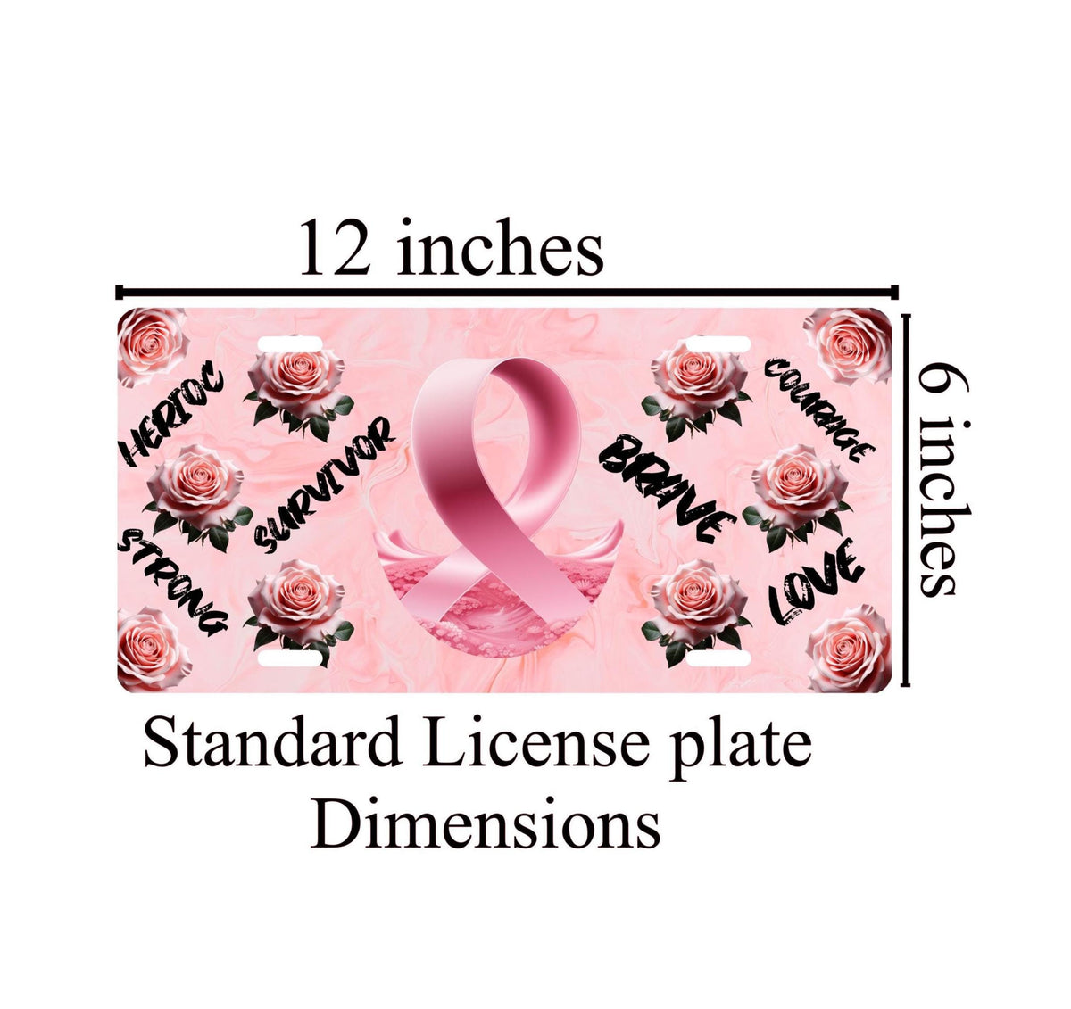 Pink Ribbon Breast Cancer Awareness License Plate: Car Decor