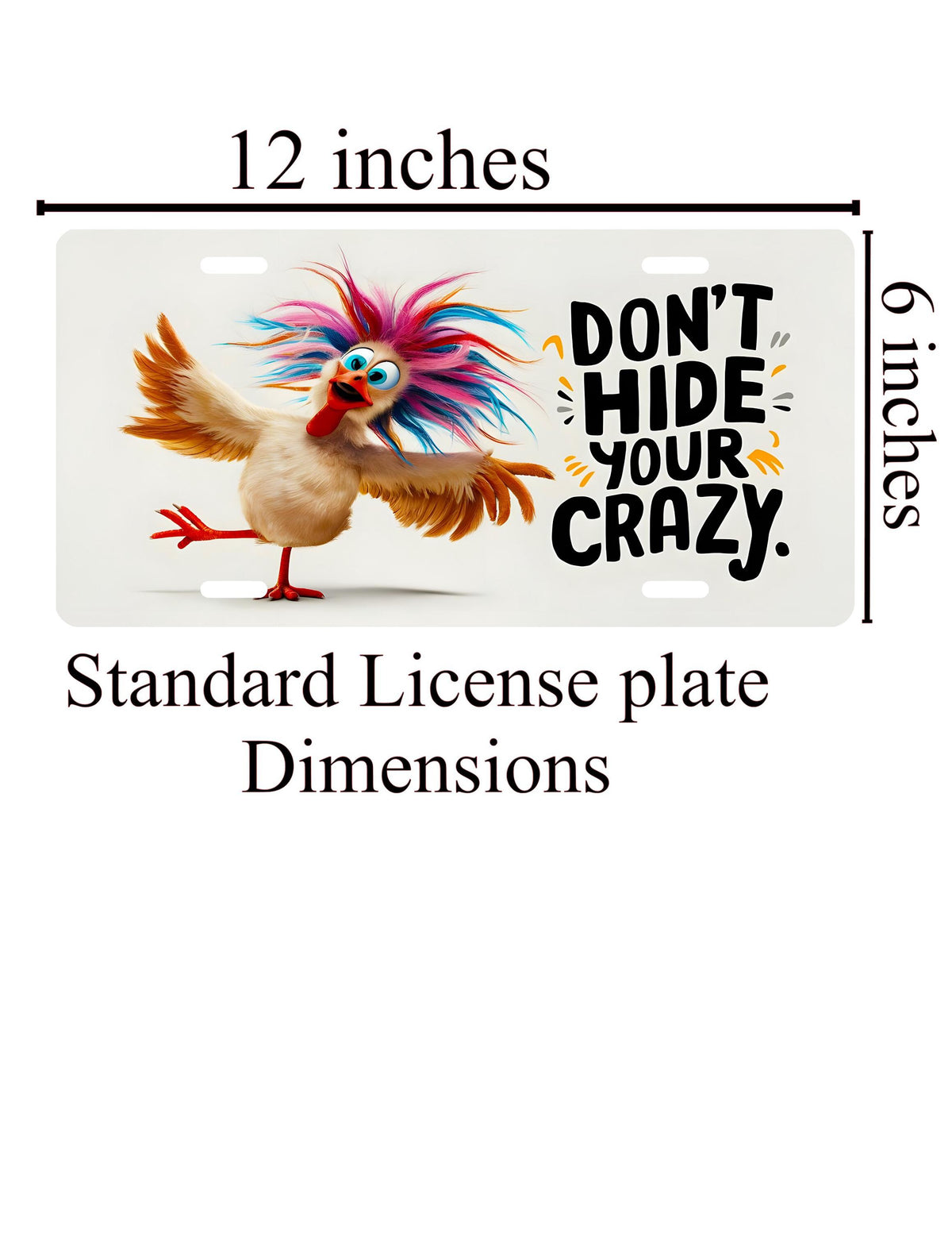 Funny Bird License Plate: Sarcastic Car Decor - "Don't Hide Your Crazy"
