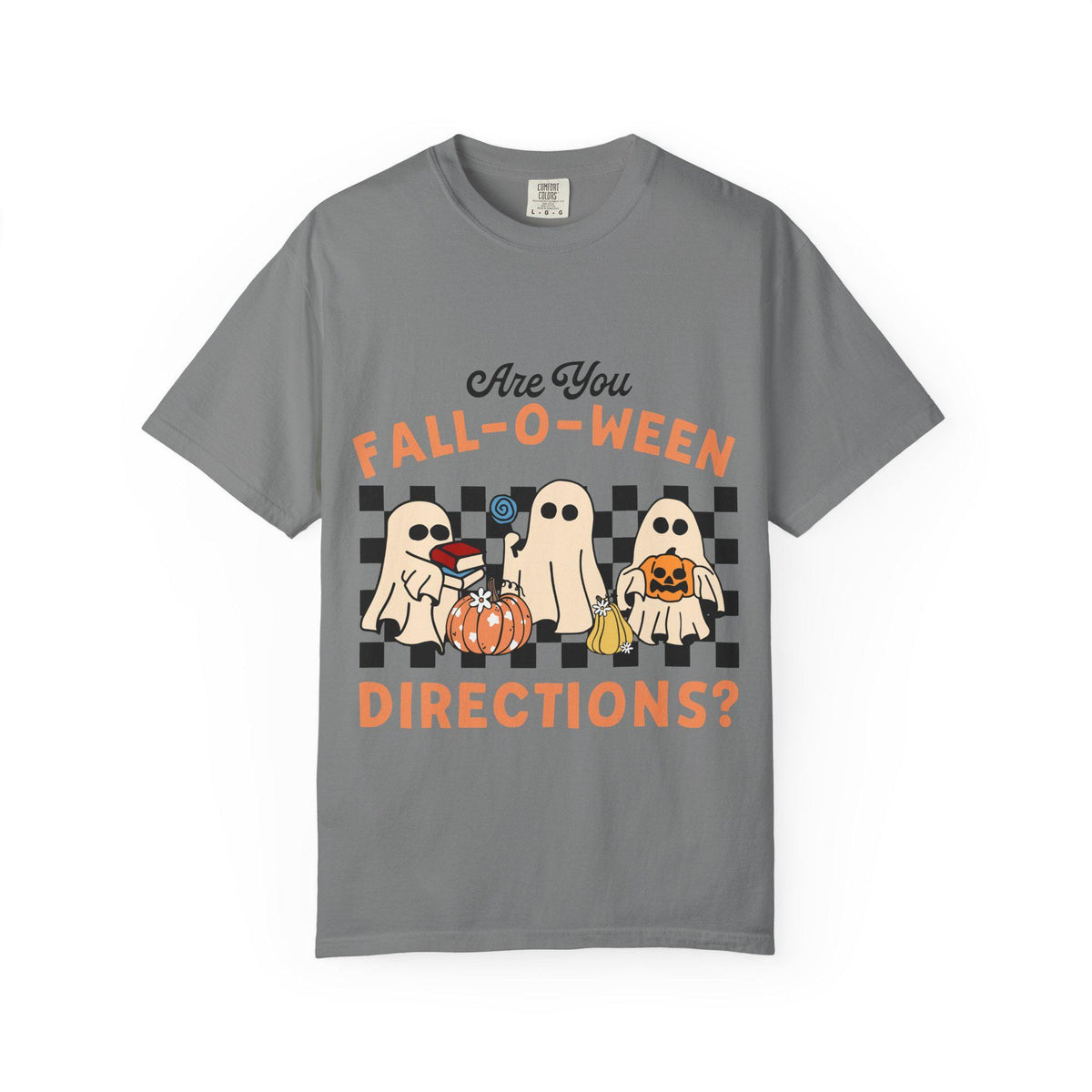 Halloween Ghost & Pumpkin T-Shirt: Unisex Garment-Dyed Fall Tee
