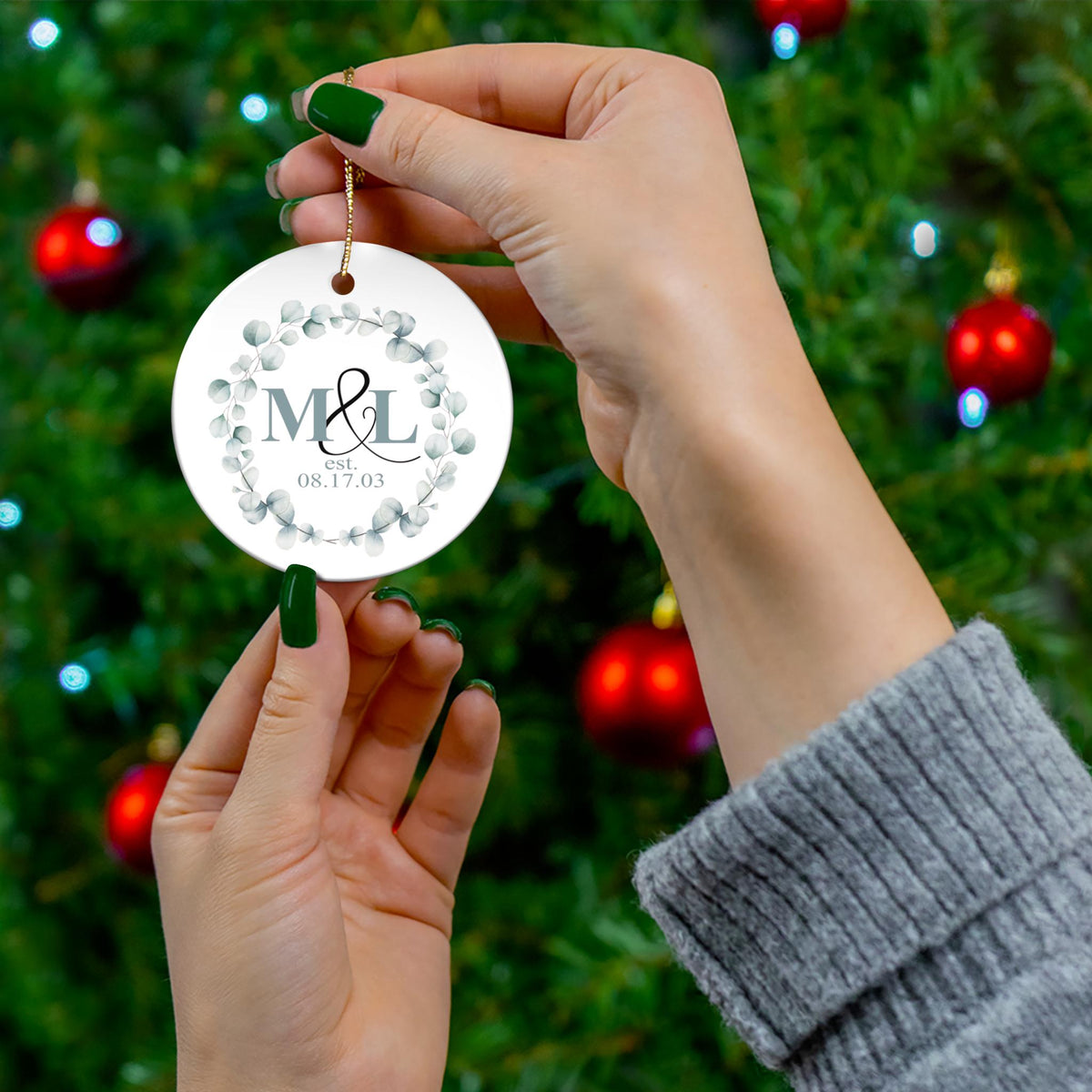 Personalized Ceramic Ornament, Custom Holiday Decor, Gift for Couples, Anniversary Keepsake, Handcrafted Home Decoration, Tree Ornament